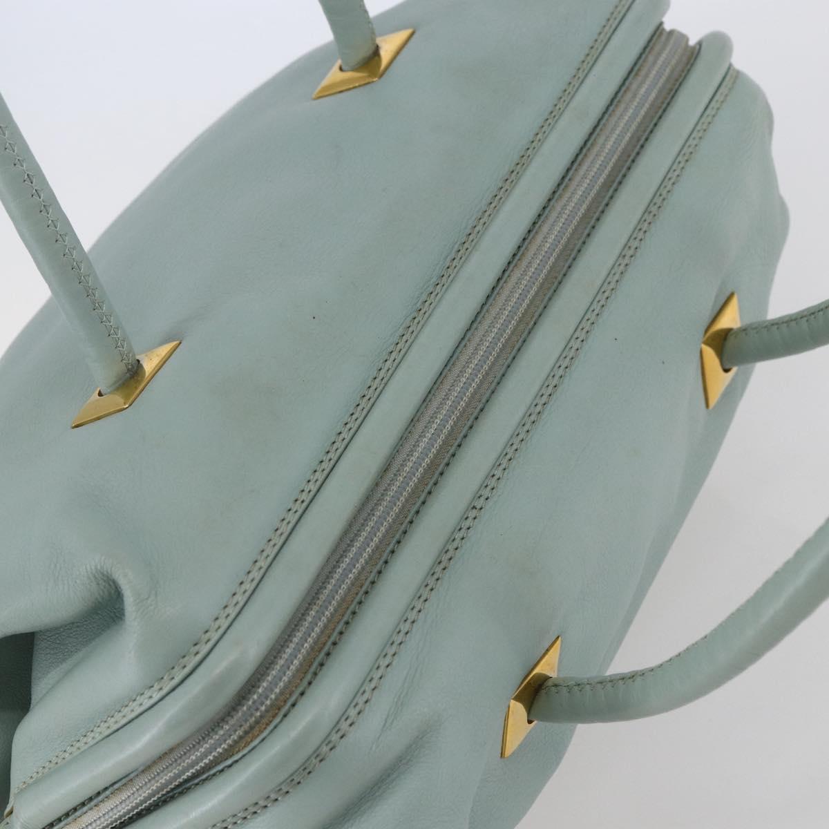 CELINE Hand Bag Leather Green Gold Auth 147159