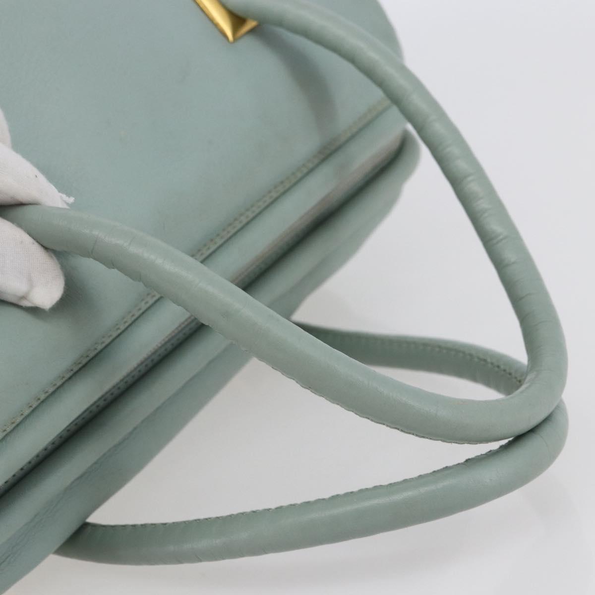 CELINE Hand Bag Leather Green Gold Auth 147159