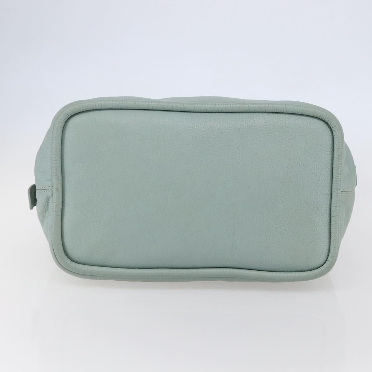 CELINE Hand Bag Leather Green Gold Auth 147159