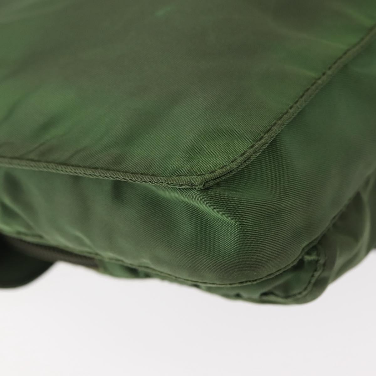 PRADA Shoulder Bag Nylon Green Silver Auth 147192