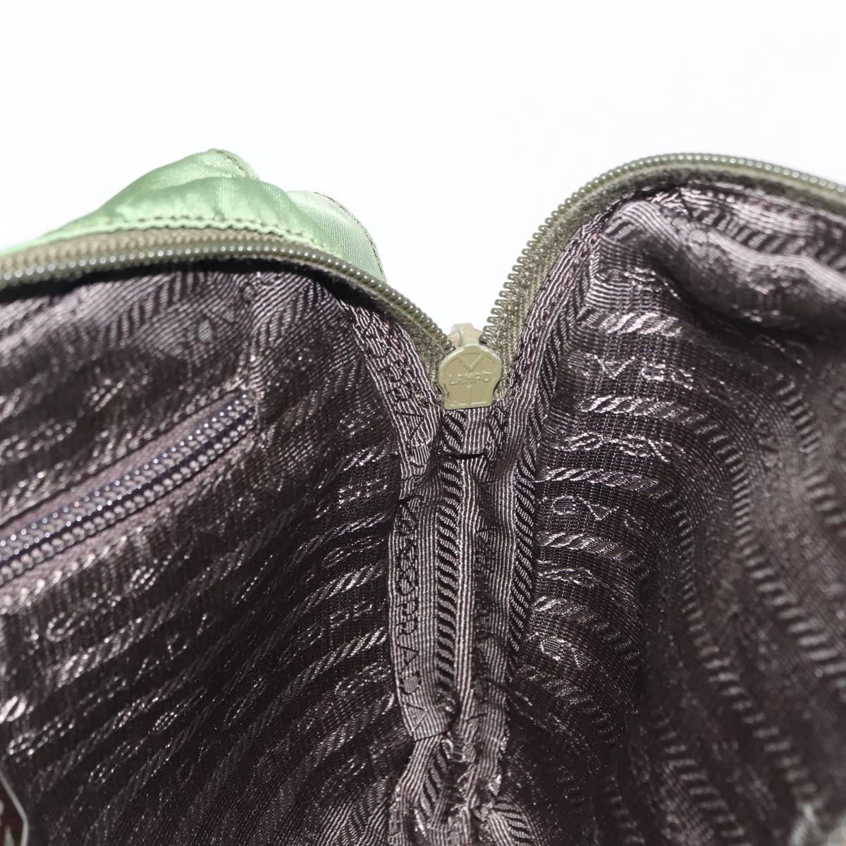 PRADA Shoulder Bag Nylon Green Silver Auth 147192