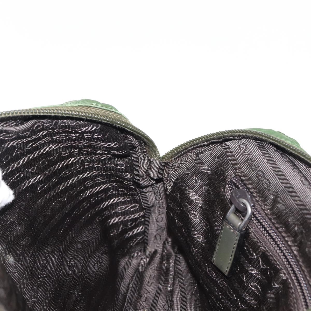 PRADA Shoulder Bag Nylon Green Silver Auth 147192
