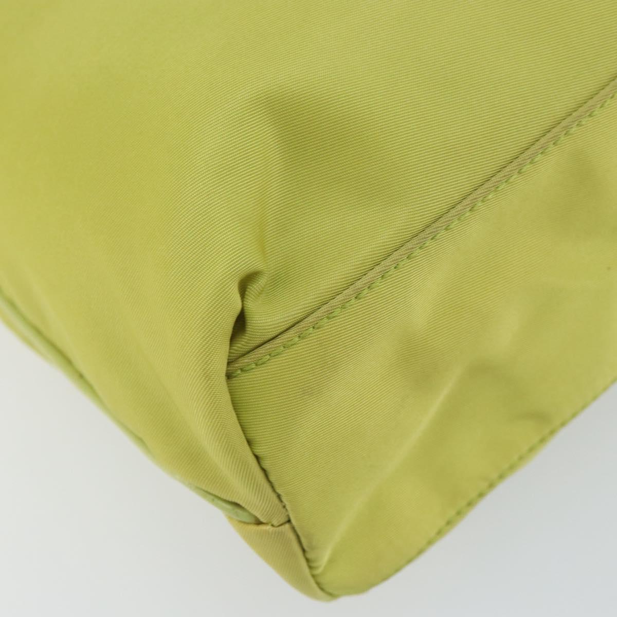 PRADA Tote Bag Nylon Silver Light green Auth 147193