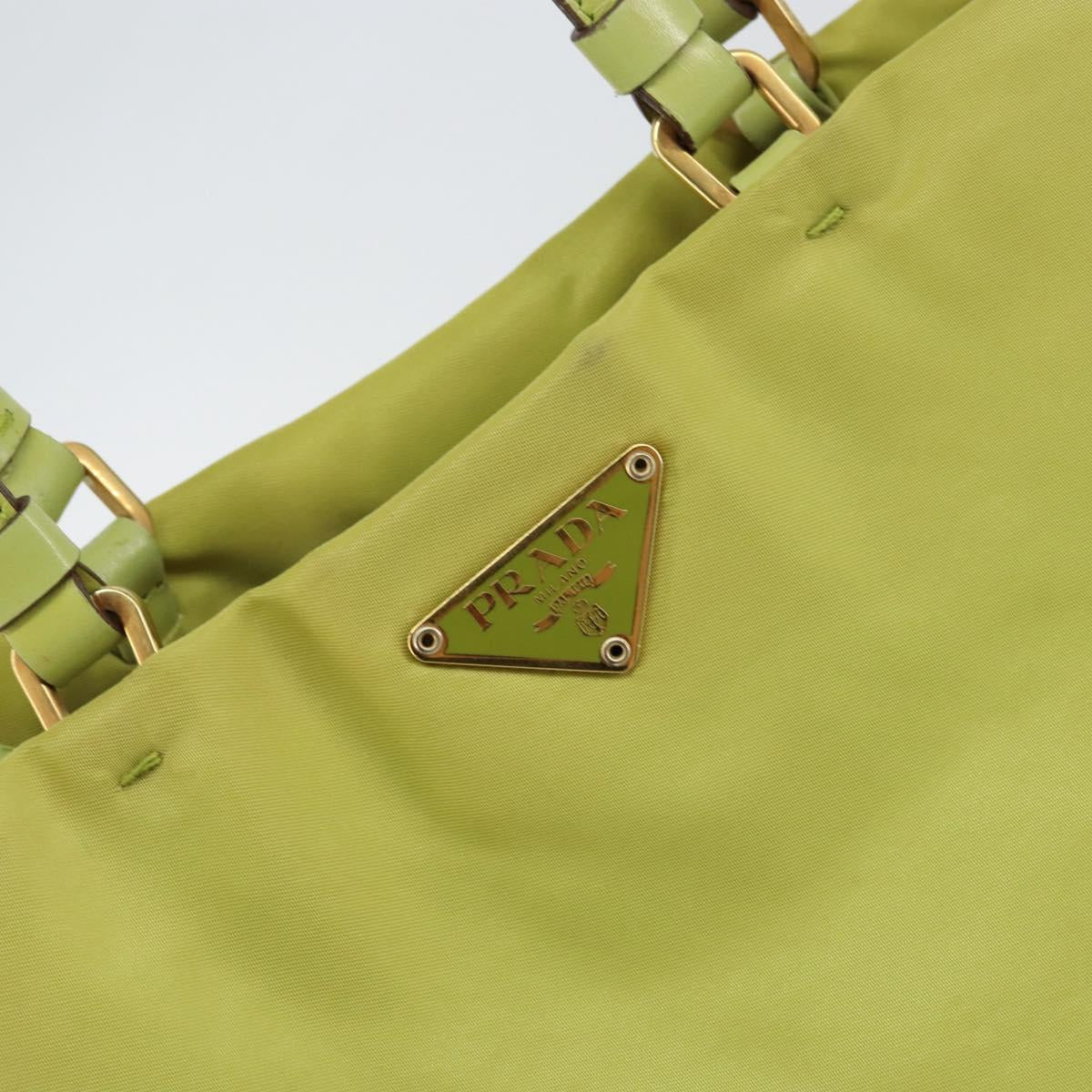 PRADA Tote Bag Nylon Silver Light green Auth 147193