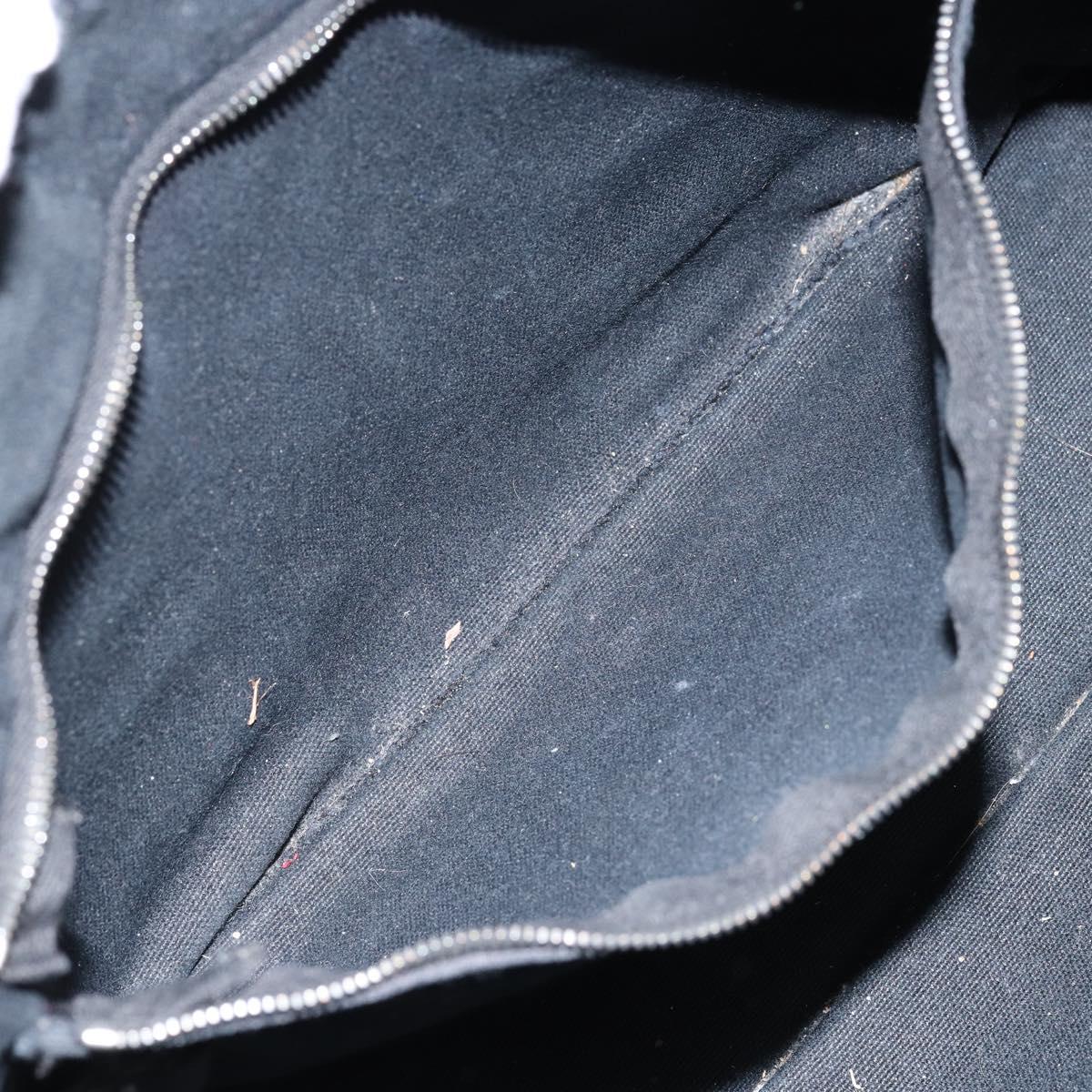 HERMES Fourre Tout PM Hand Bag Canvas Black Silver Auth 147194