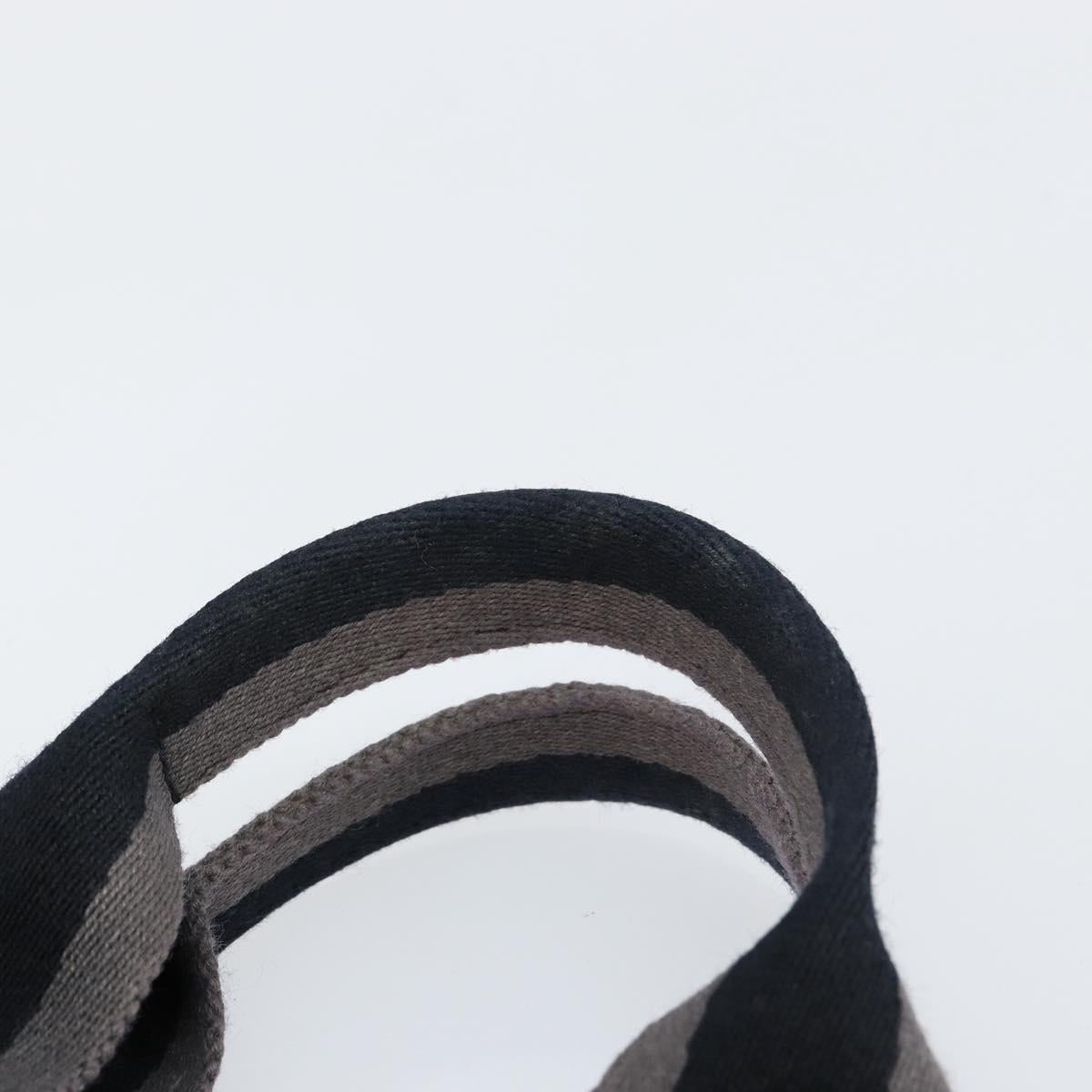 HERMES Fourre Tout PM Hand Bag Canvas Black Silver Auth 147194