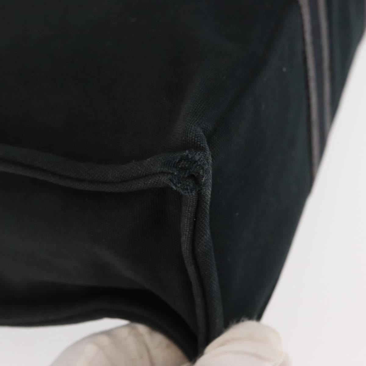 HERMES Fourre Tout MM Hand Bag Canvas Black Silver Auth 147195