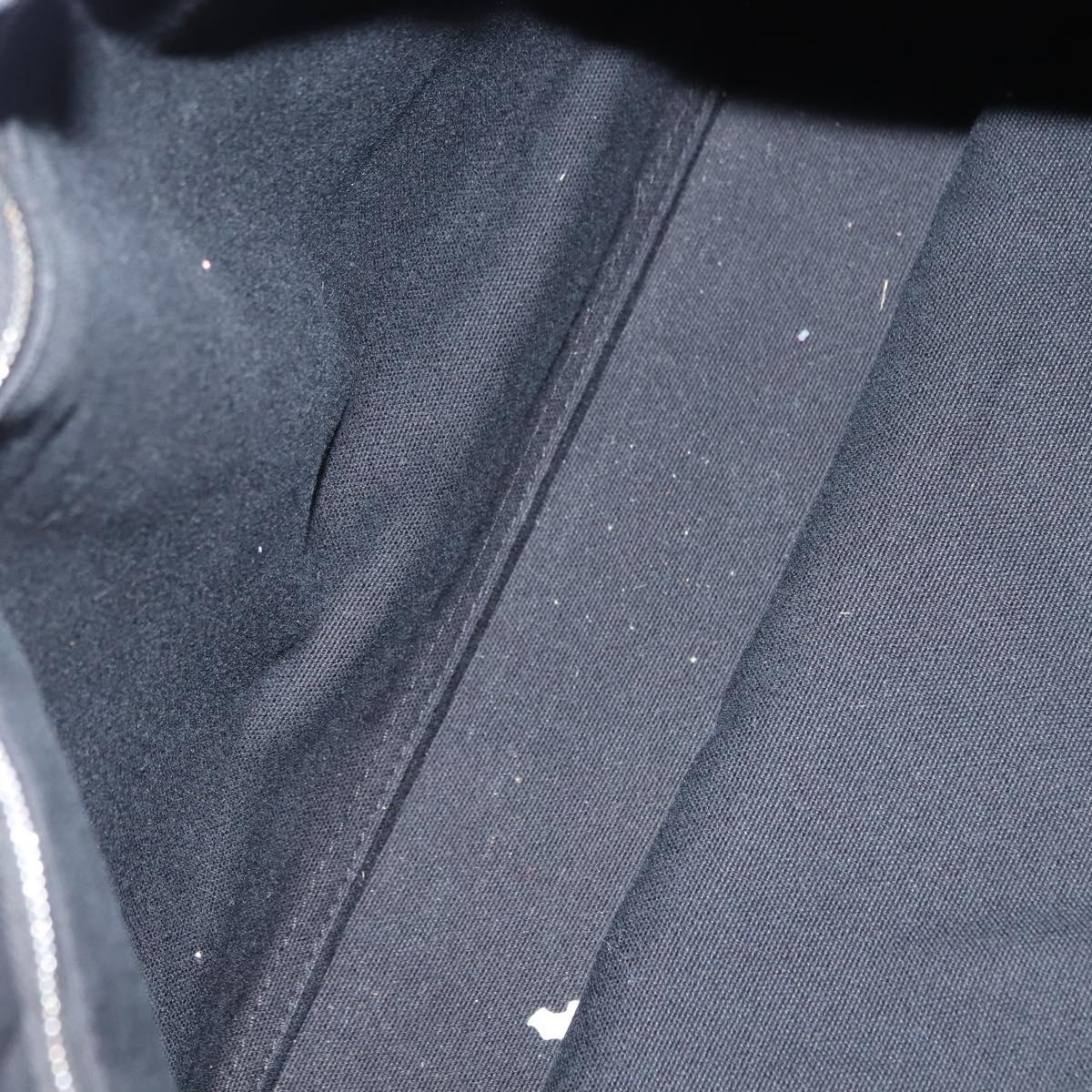 HERMES Fourre Tout MM Hand Bag Canvas Black Silver Auth 147195