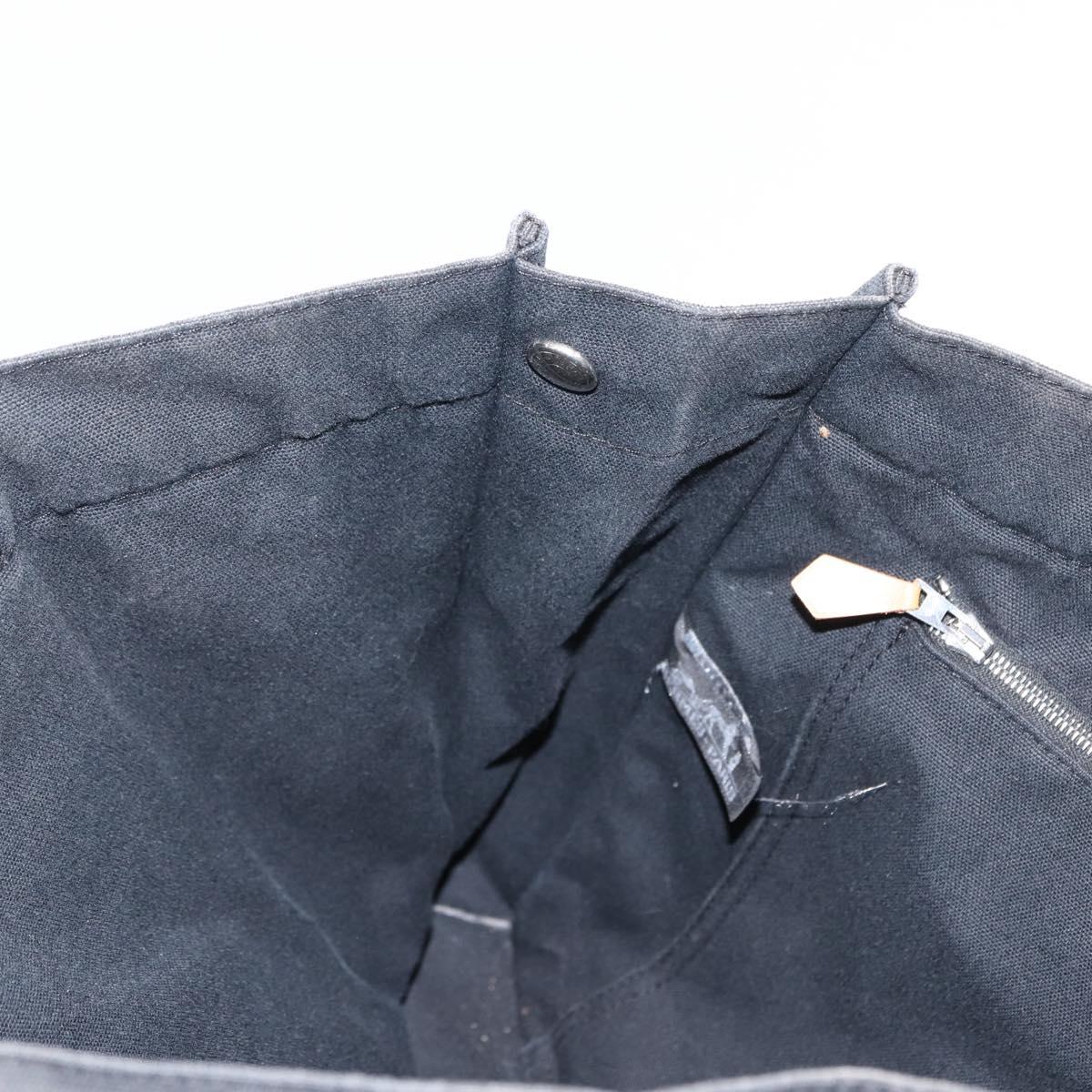 HERMES Fourre Tout MM Hand Bag Canvas Black Silver Auth 147195