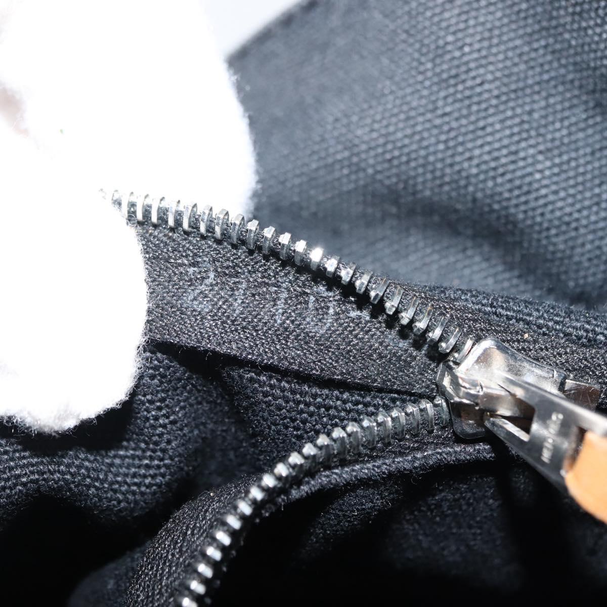 HERMES Fourre Tout MM Hand Bag Canvas Black Silver Auth 147195