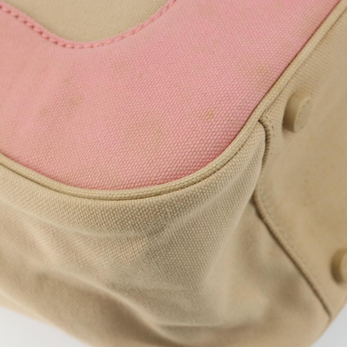 CHANEL Marshmallow COCO Mark Tote Bag Canvas Leather Beige Gold CC Auth 147196