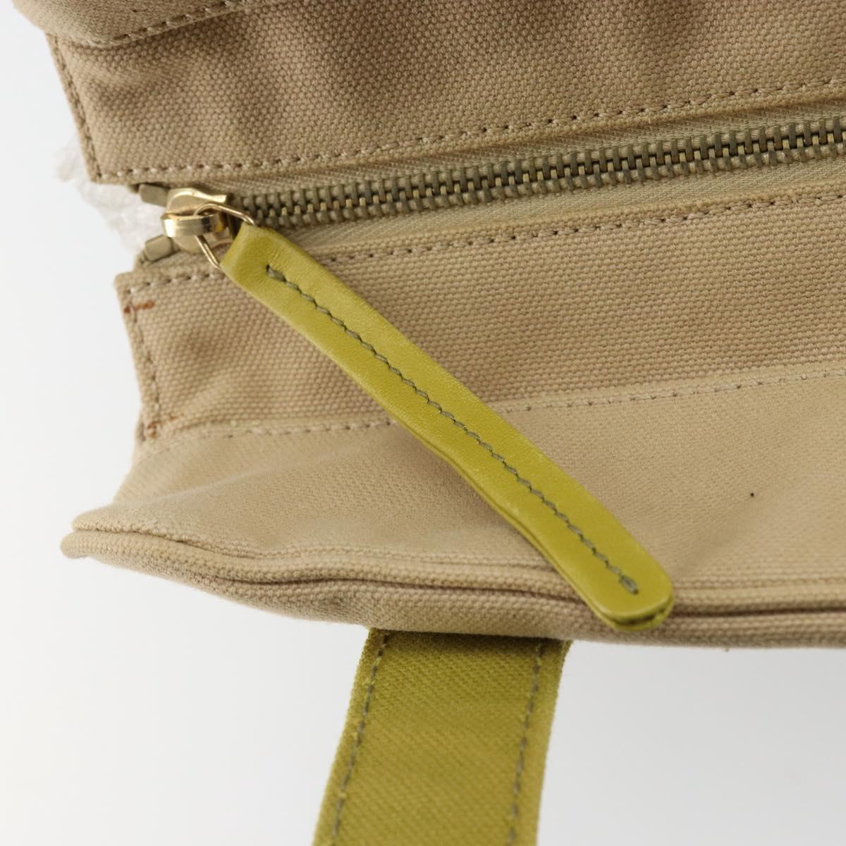 CHANEL Marshmallow COCO Mark Tote Bag Canvas Leather Beige Gold CC Auth 147196