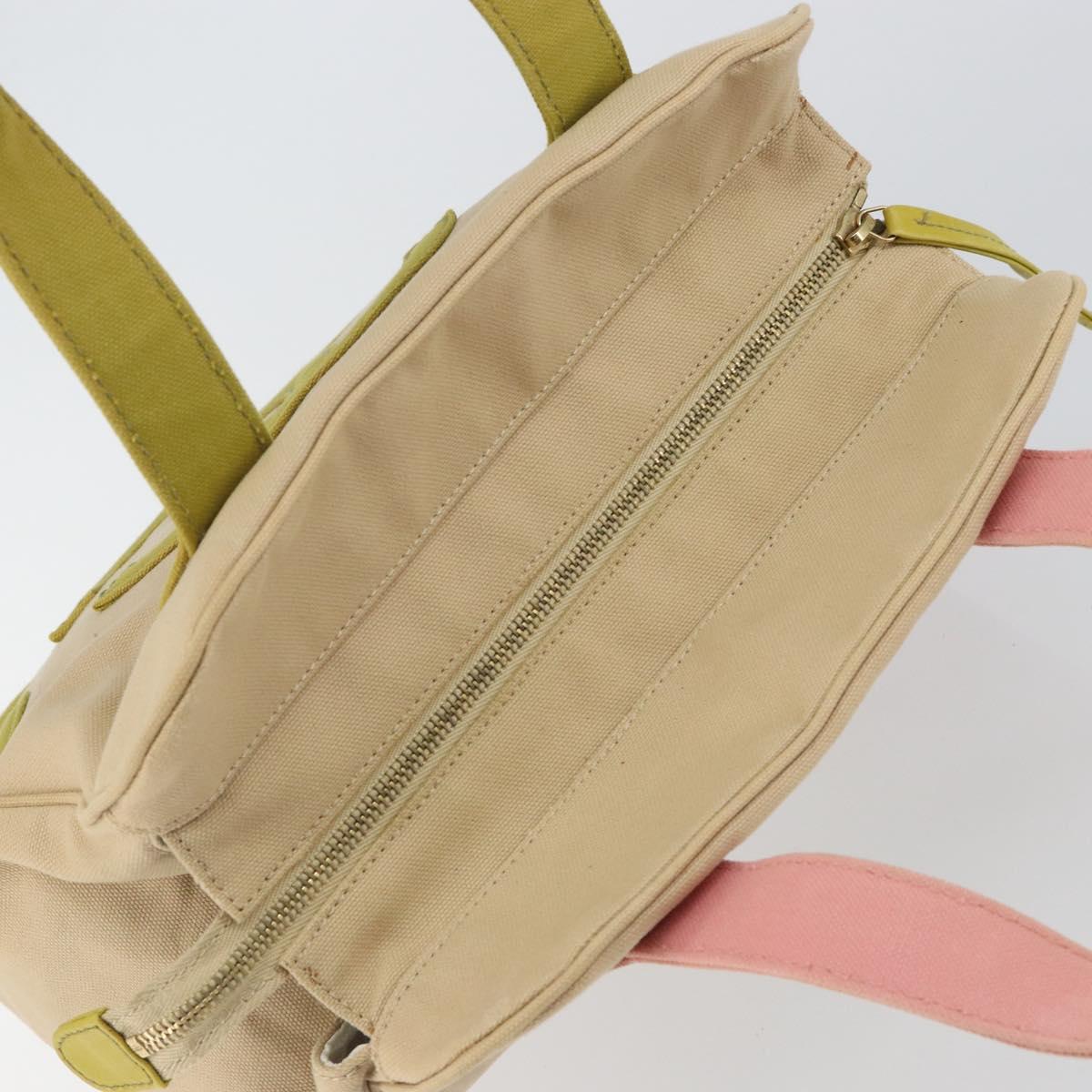 CHANEL Marshmallow COCO Mark Tote Bag Canvas Leather Beige Gold CC Auth 147196