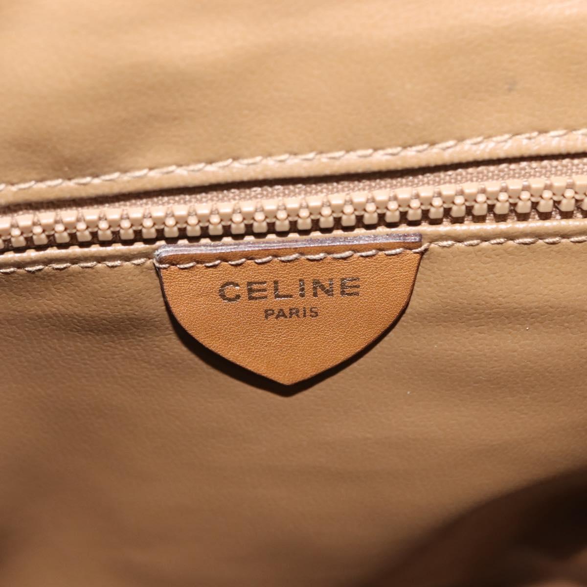 CELINE Macadam Canvas Shoulder Bag PVC Beige Gold Auth 147197