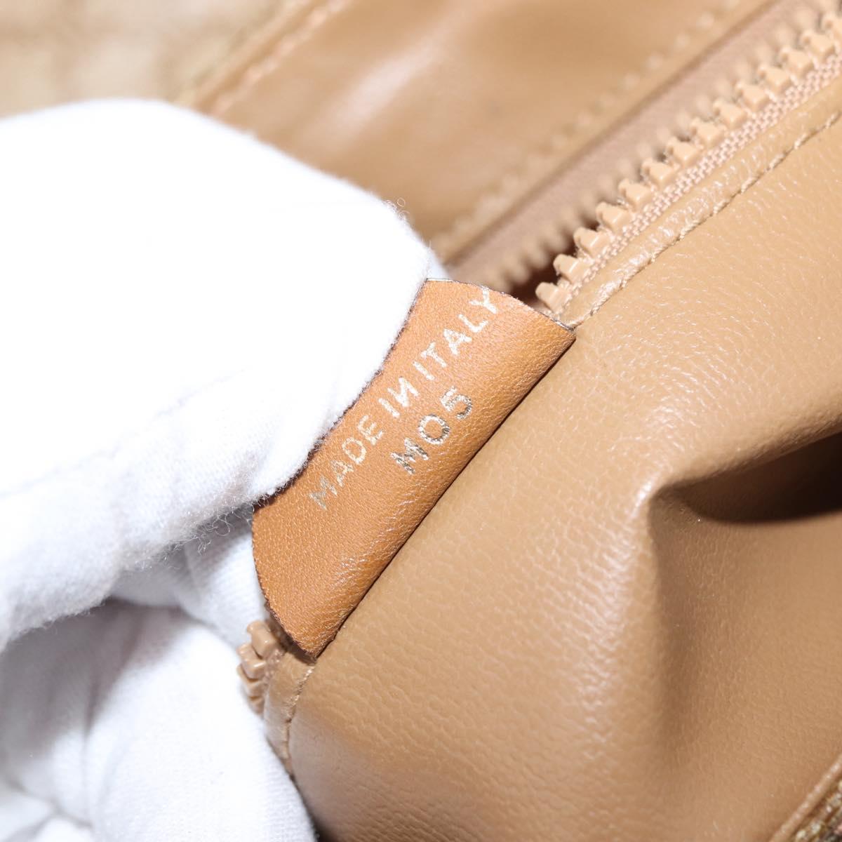 CELINE Macadam Canvas Shoulder Bag PVC Beige Gold Auth 147197