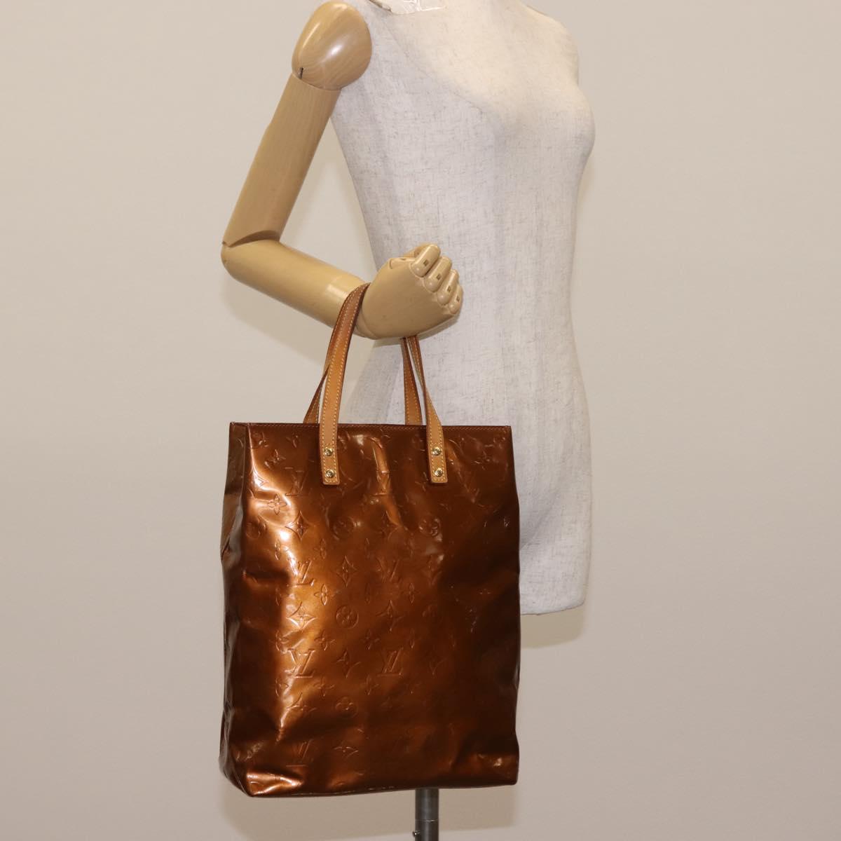 LOUIS VUITTON Monogram Vernis Reade MM Hand Bag Bronze M91143 LV Auth 147200