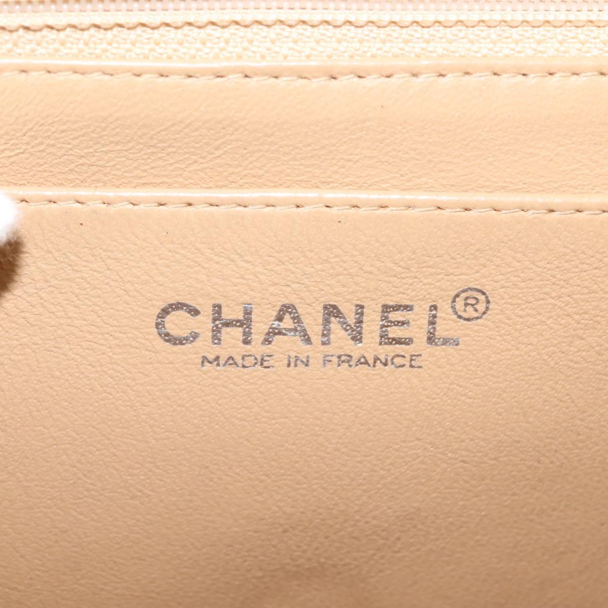 CHANEL Matelasse25 Chain Shoulder Bag cotton Beige Silver CC Auth 147227