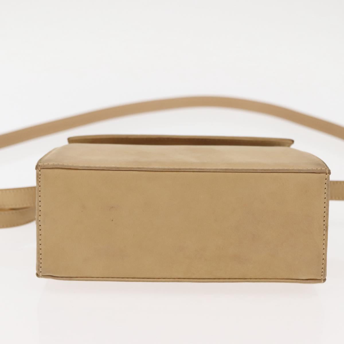 Salvatore Ferragamo Vala Hand Bag Suede 2way Beige Gold Auth 147228