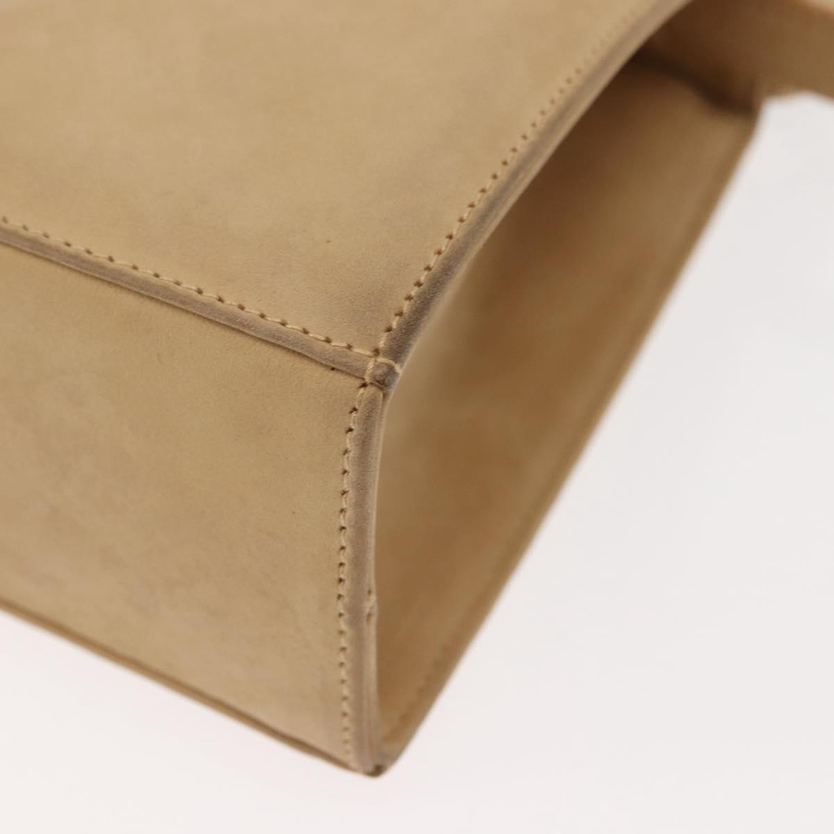 Salvatore Ferragamo Vala Hand Bag Suede 2way Beige Gold Auth 147228