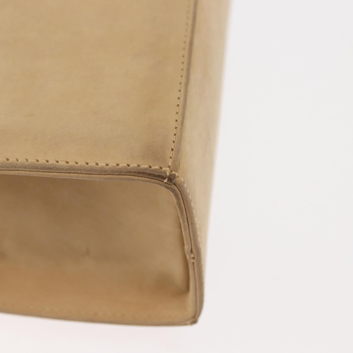 Salvatore Ferragamo Vala Hand Bag Suede 2way Beige Gold Auth 147228