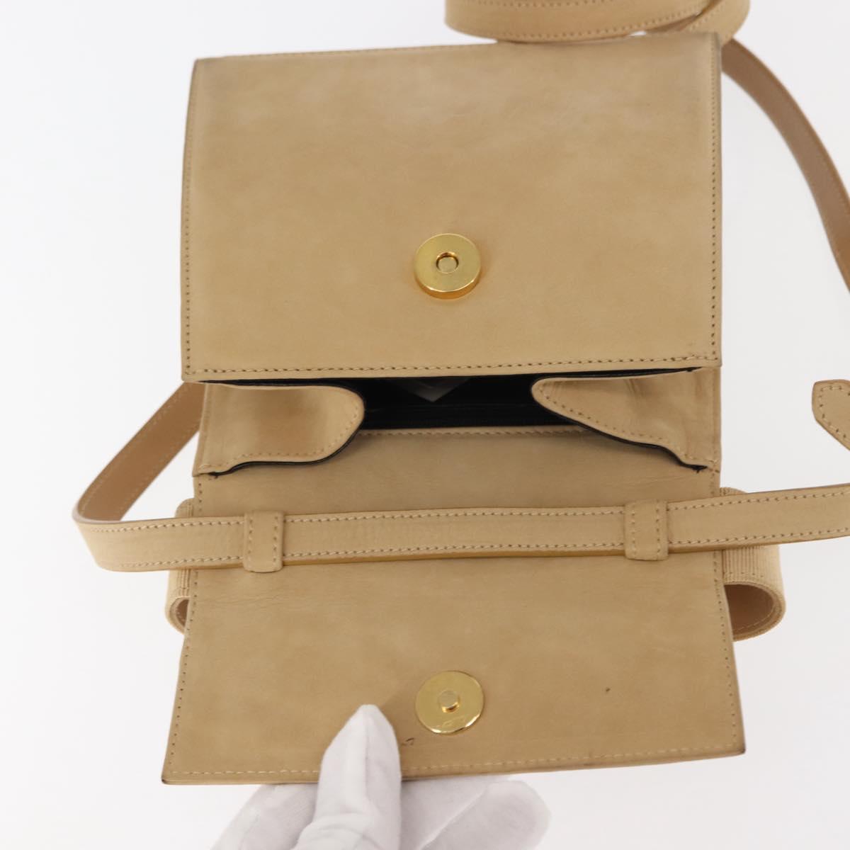 Salvatore Ferragamo Vala Hand Bag Suede 2way Beige Gold Auth 147228