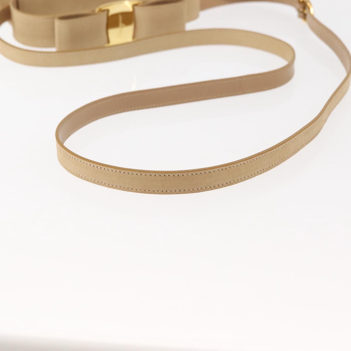 Salvatore Ferragamo Vala Hand Bag Suede 2way Beige Gold Auth 147228