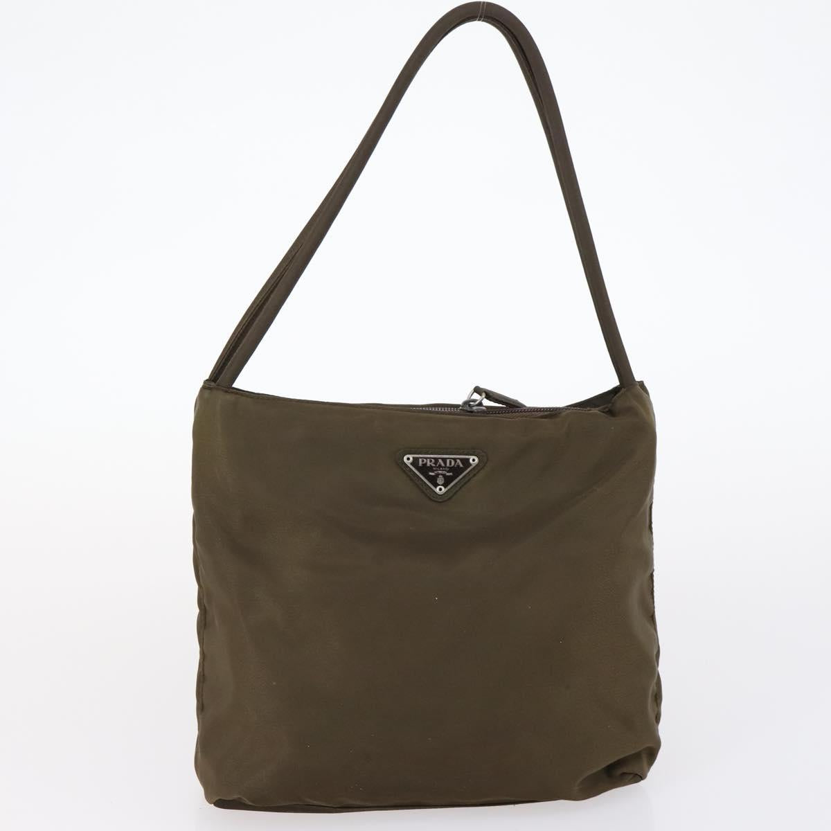 PRADA Hand Bag Nylon 2Set Gray Brown Auth 147229