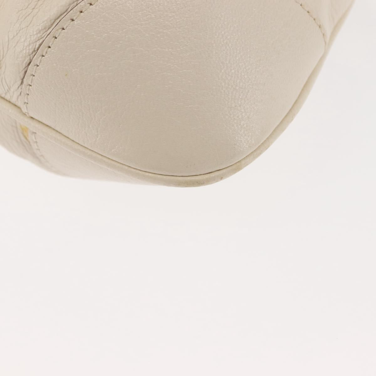 Salvatore Ferragamo Gancini Hand Bag Leather 2way White Gold Auth 147238