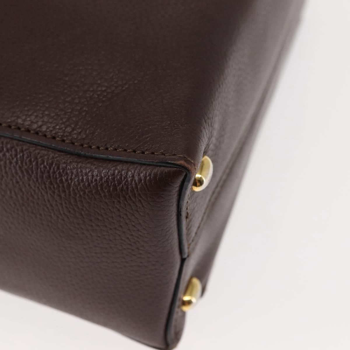 CELINE Circle Shoulder Bag Leather Bordeaux Gold Auth 147239