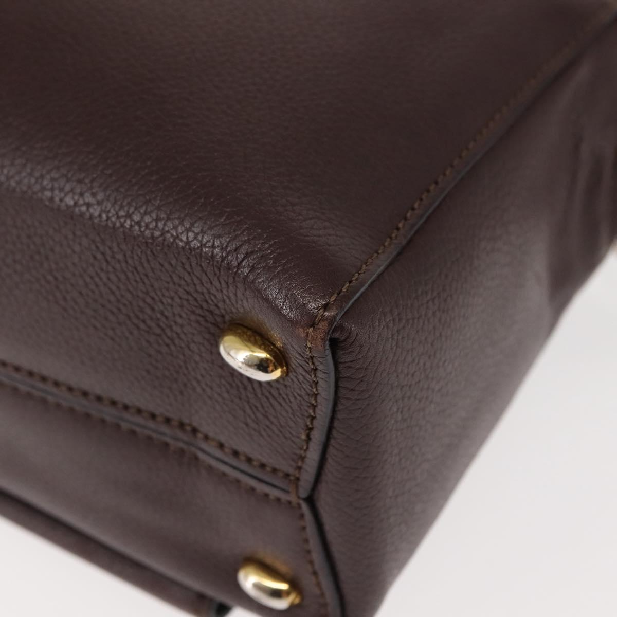 CELINE Circle Shoulder Bag Leather Bordeaux Gold Auth 147239