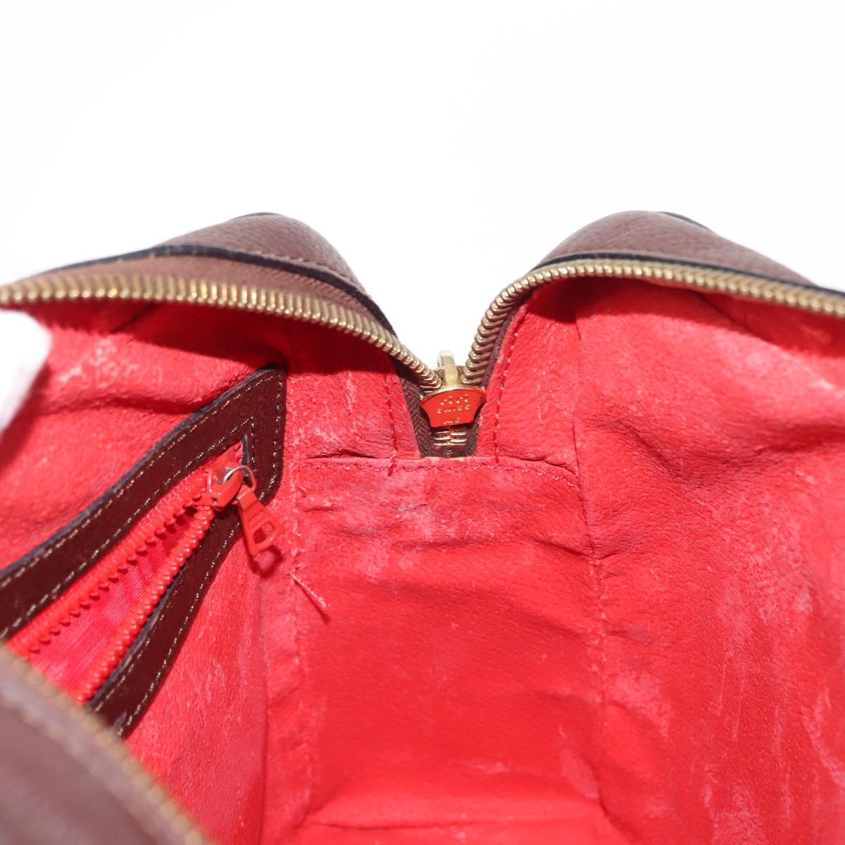 CELINE Circle Shoulder Bag Leather Bordeaux Gold Auth 147239