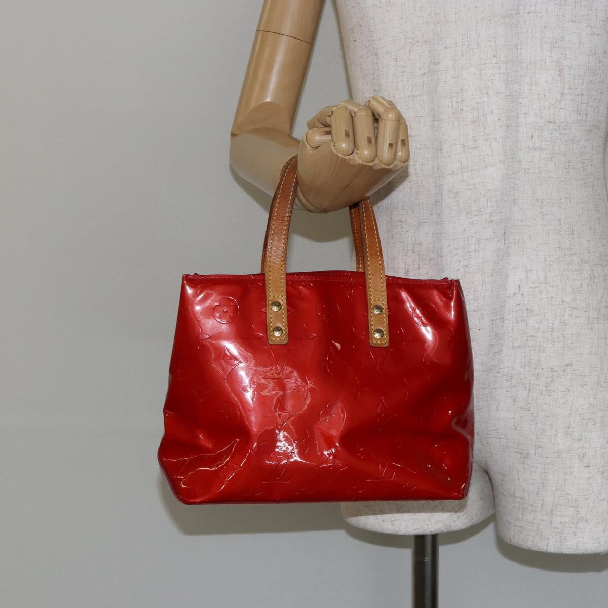 LOUIS VUITTON Monogram Vernis Reade PM Hand Bag Red Rouge M91088 LV Auth 147255