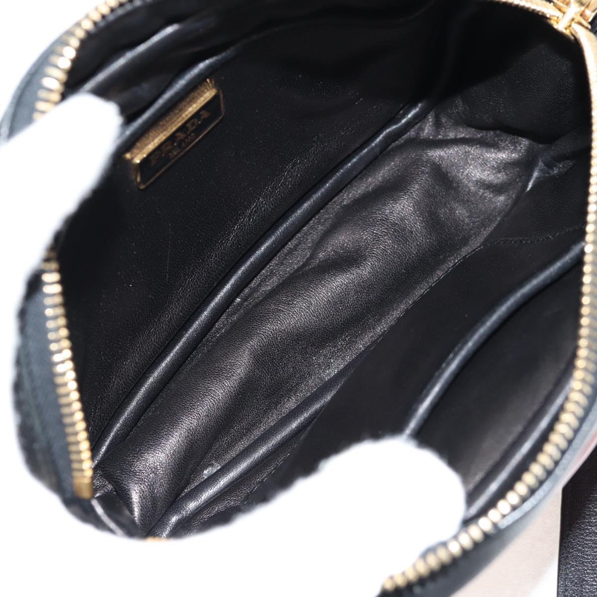 PRADA Ribbon Shoulder Bag Leather Black Red gold Auth 147259V