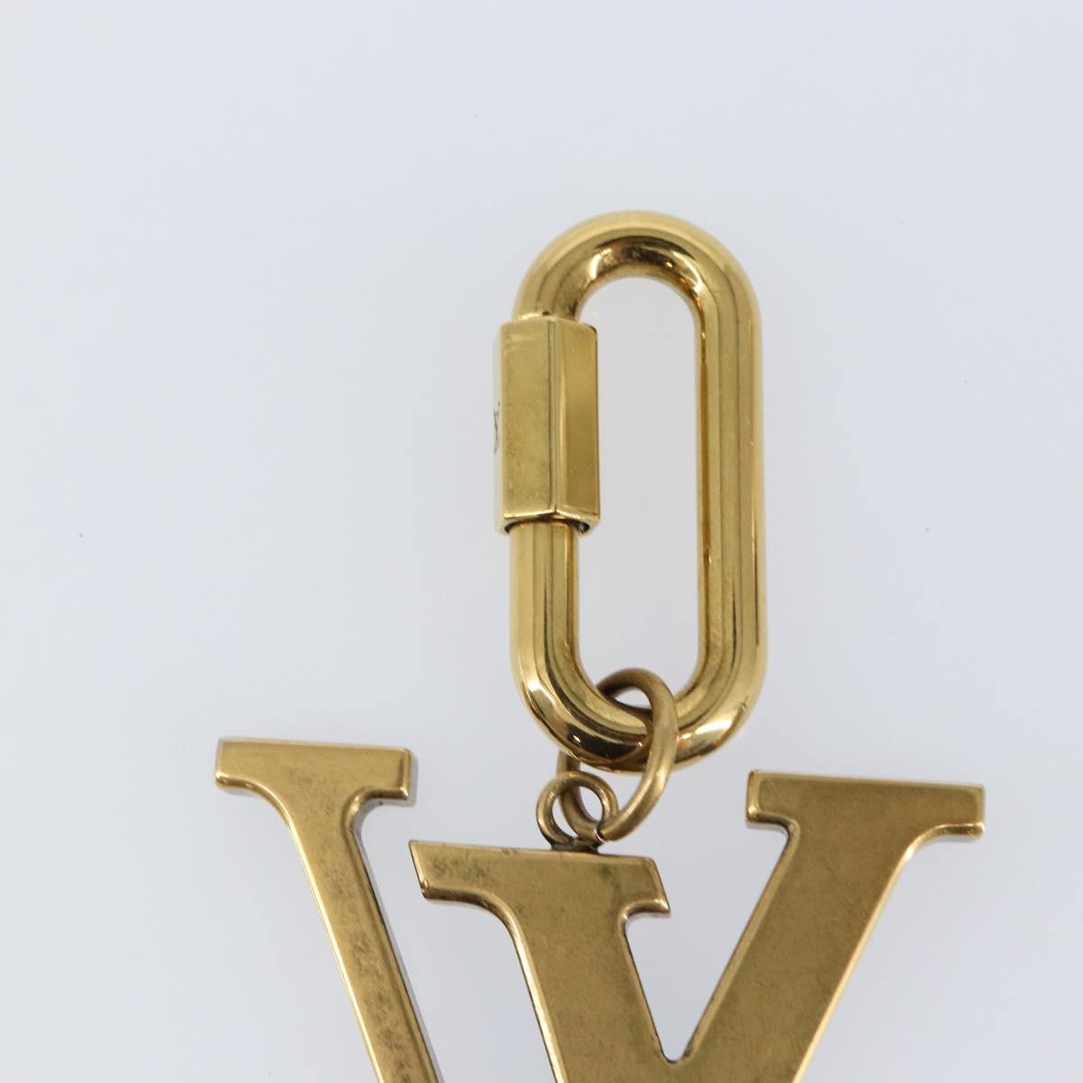 LOUIS VUITTON Crystal LV Flag Charm metal Gold Multicolor MP2484 LV Auth 147265