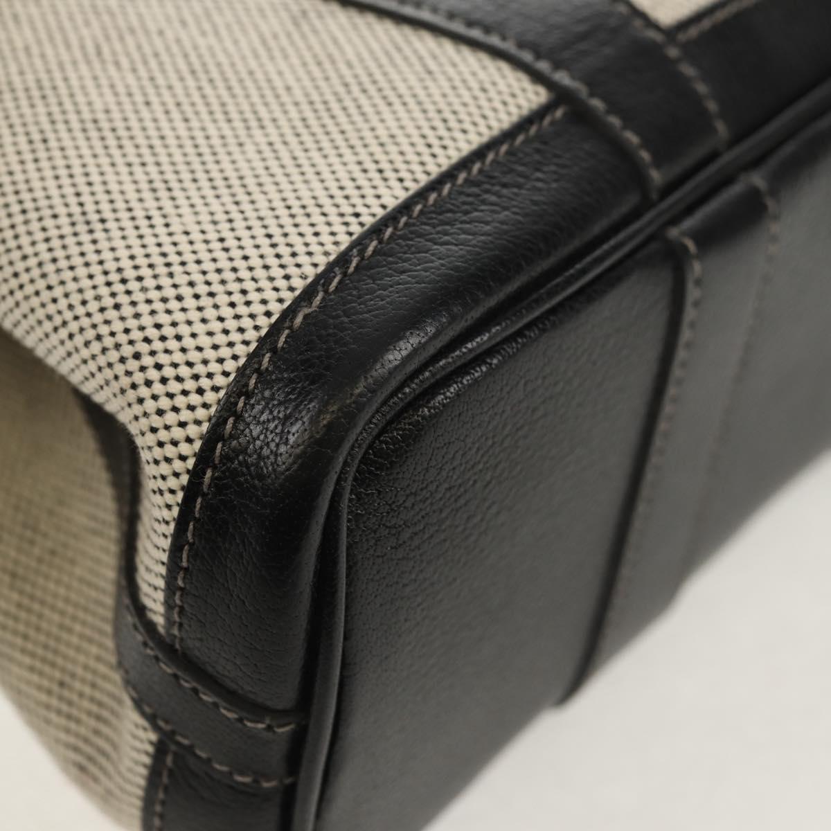 HERMES Garden Party Pouch Canvas Gray Silver Auth 147267SM