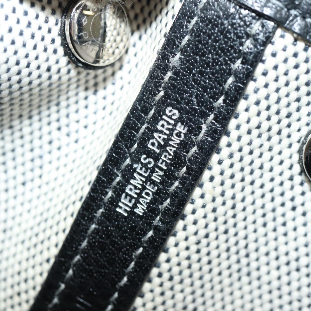 HERMES Garden Party Pouch Canvas Gray Silver Auth 147267SM