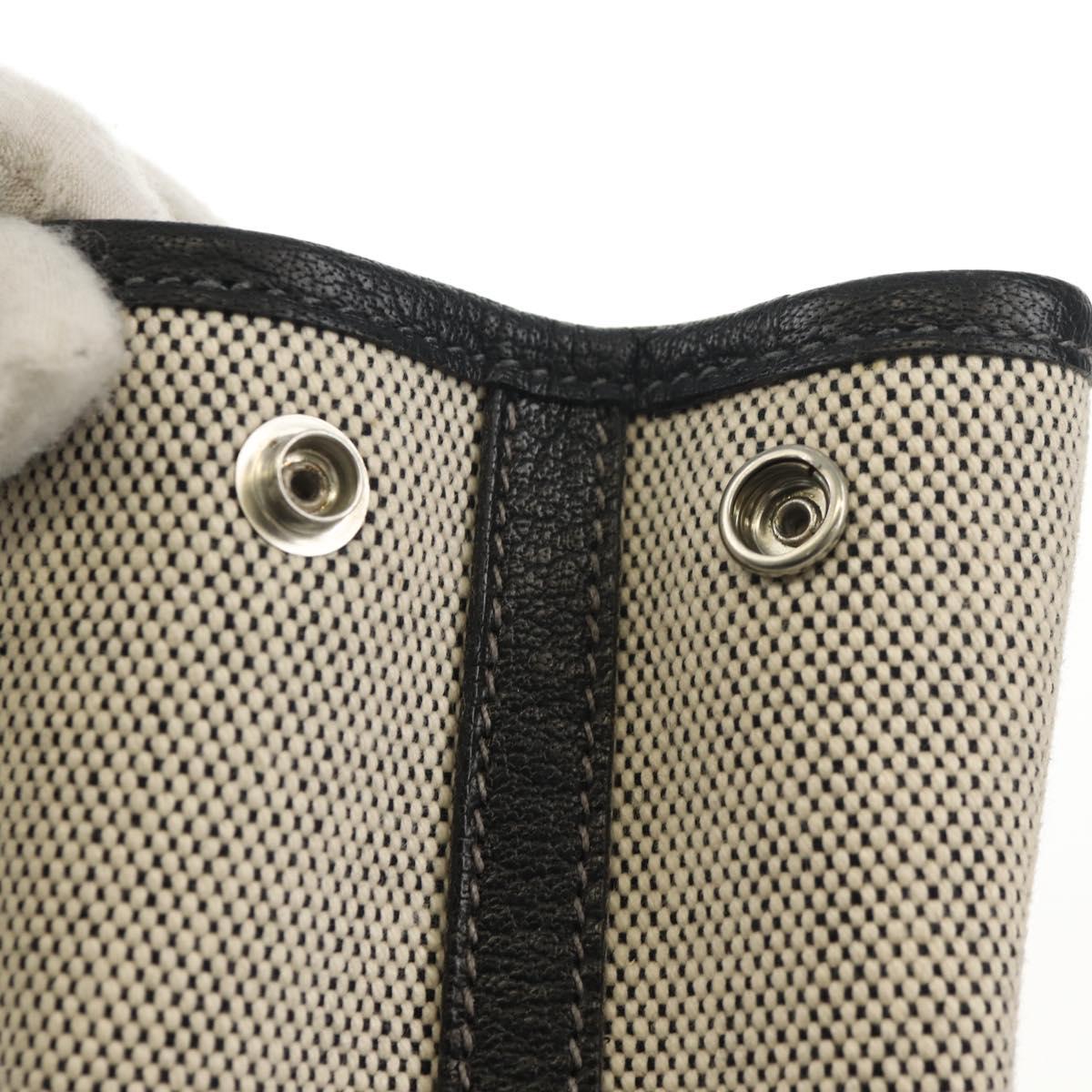 HERMES Garden Party Pouch Canvas Gray Silver Auth 147267SM