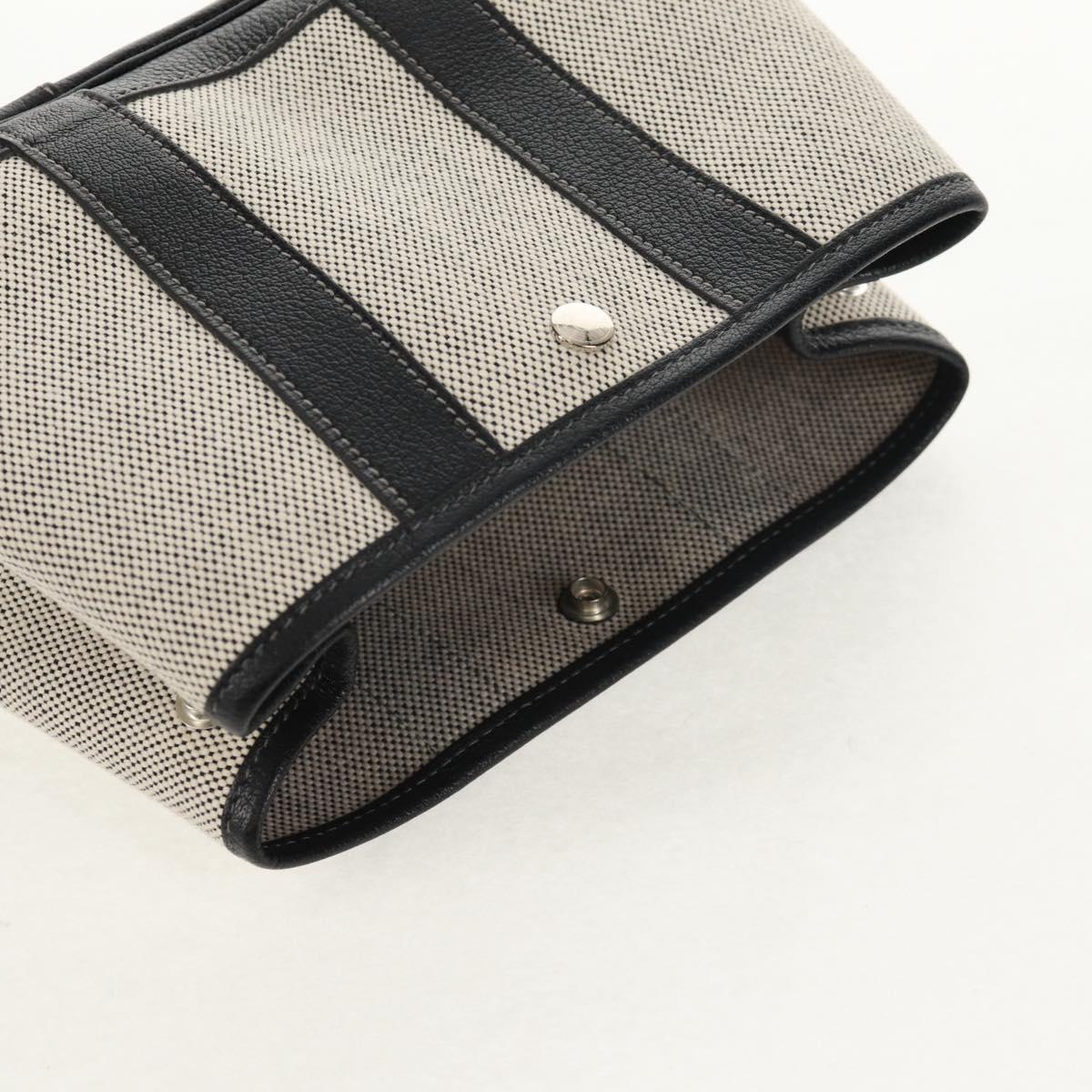 HERMES Garden Party Pouch Canvas Gray Silver Auth 147267SM