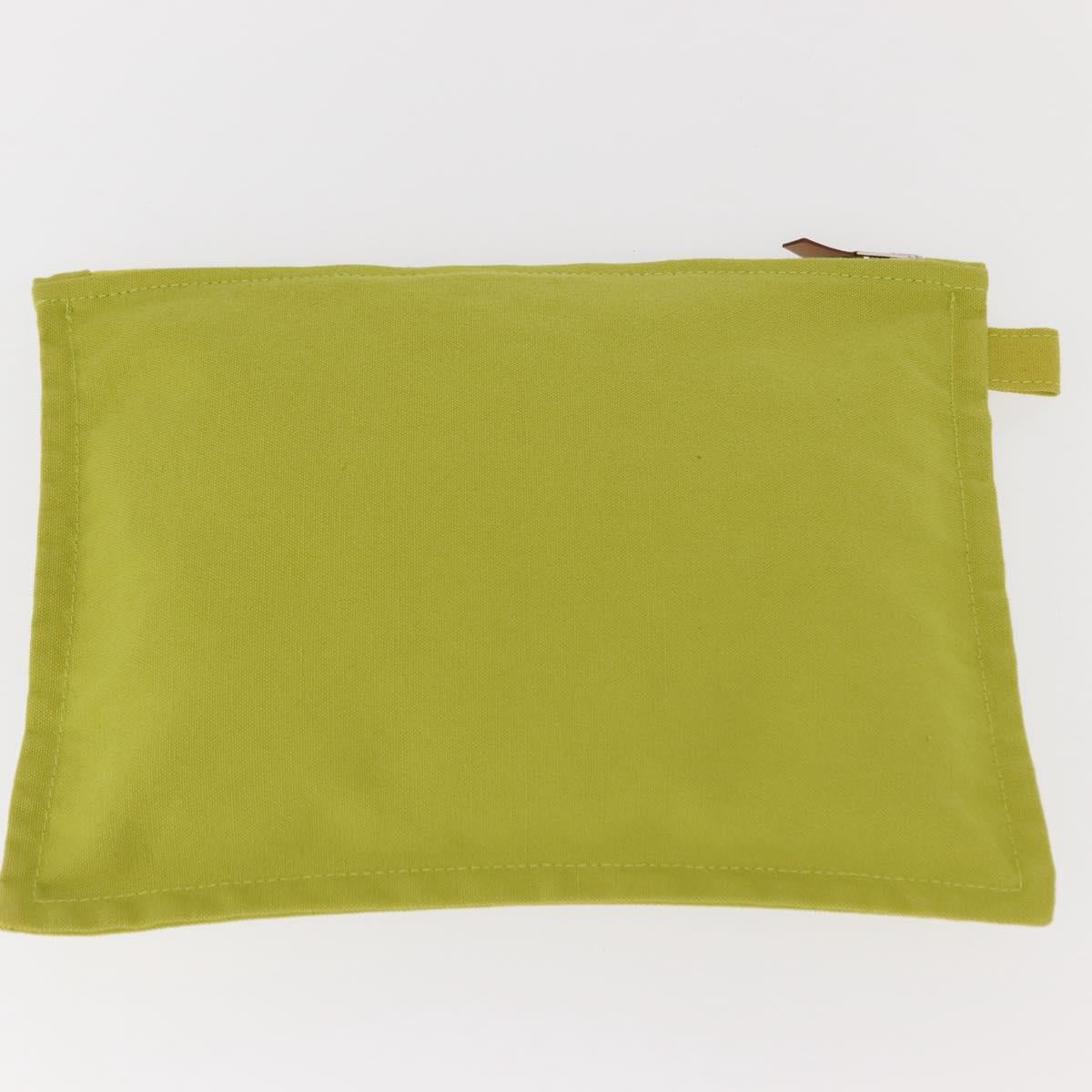 HERMES Bora Bora Pouch Canvas 3 Set Green Silver Auth 147270