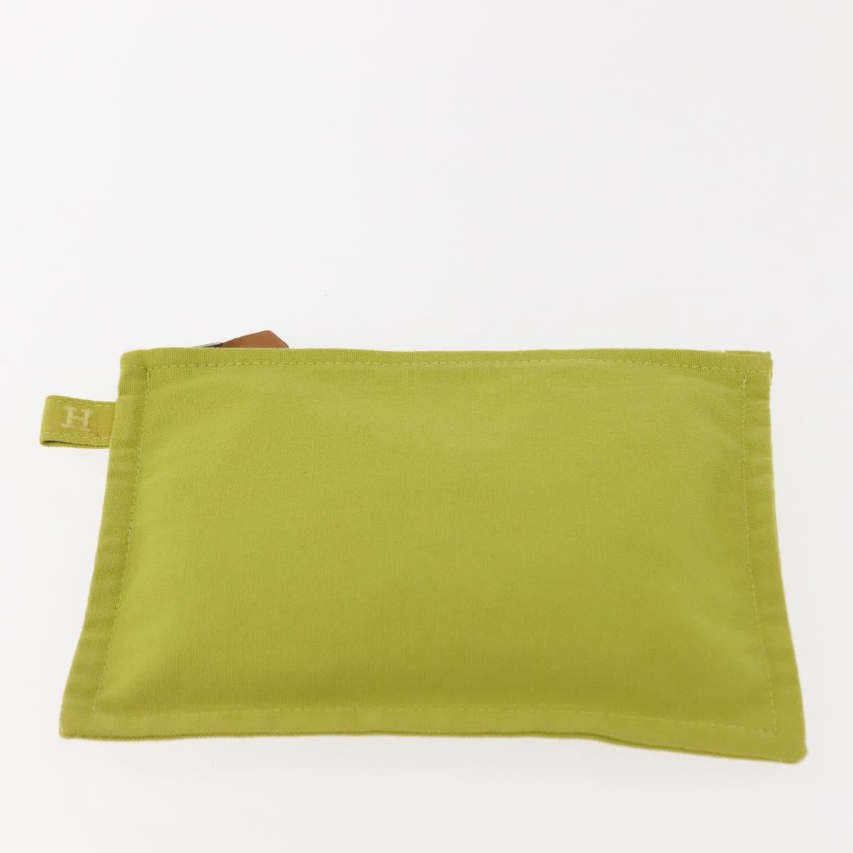 HERMES Bora Bora Pouch Canvas 3 Set Green Silver Auth 147270