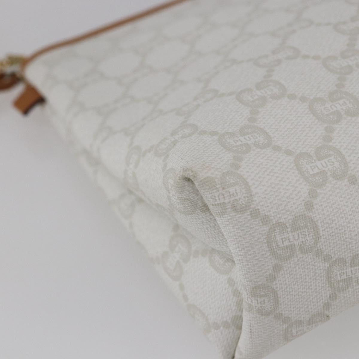 GUCCI GG Supreme GUCCI PLUS Clutch Bag PVC Leather White Auth 147271