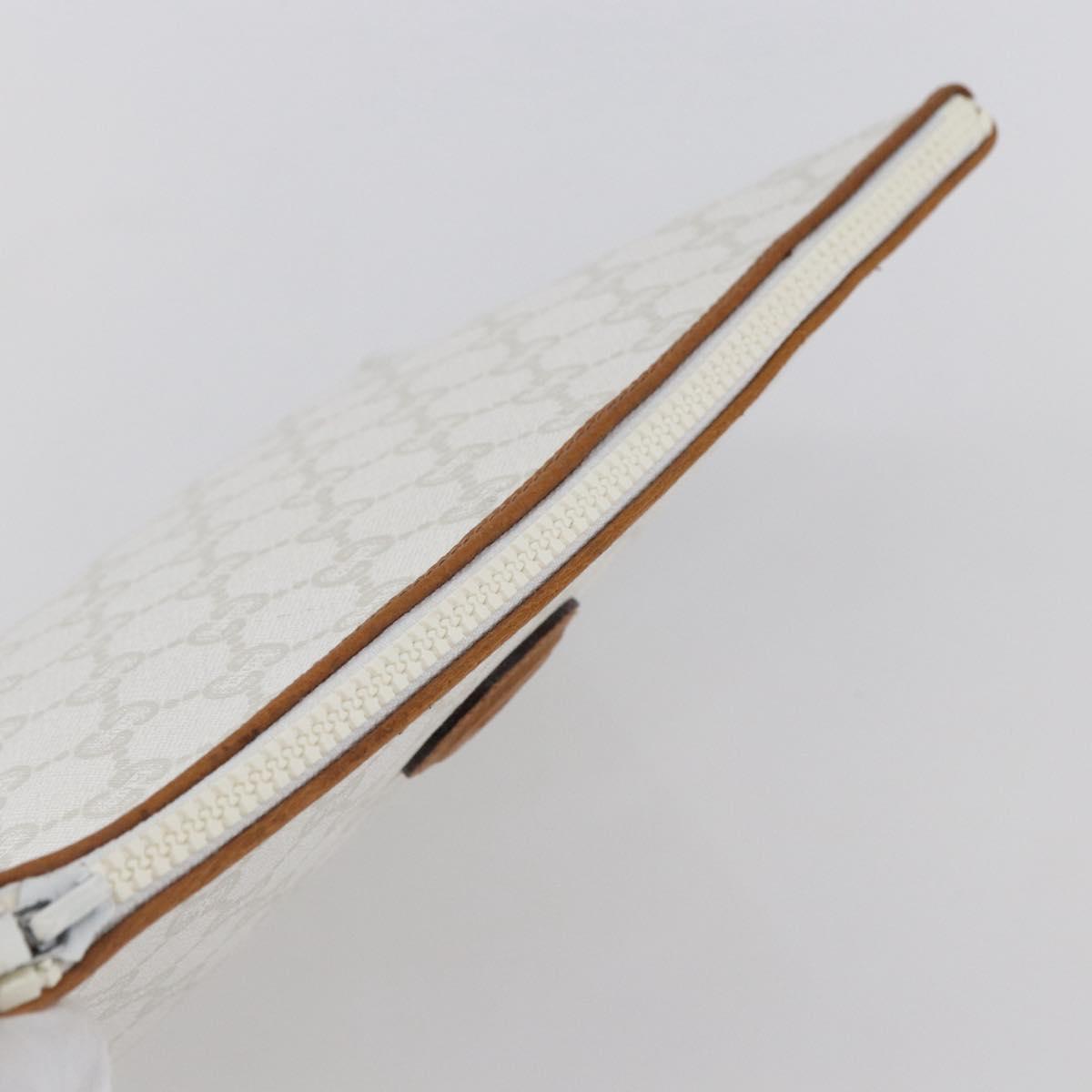 GUCCI GG Supreme GUCCI PLUS Clutch Bag PVC Leather White Auth 147271