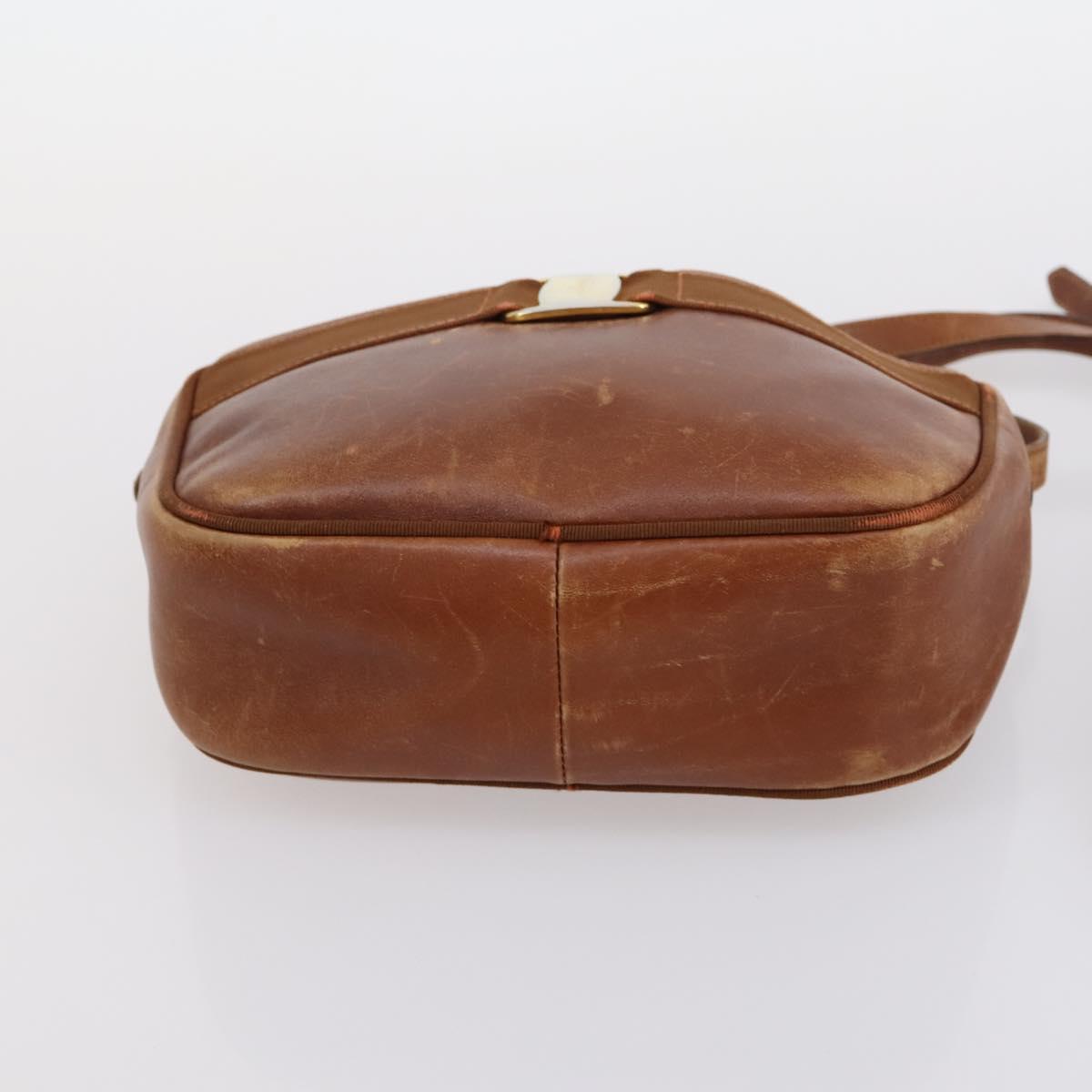 Salvatore Ferragamo Vala Shoulder Bag Leather 2Set Brown Navy Auth 147275