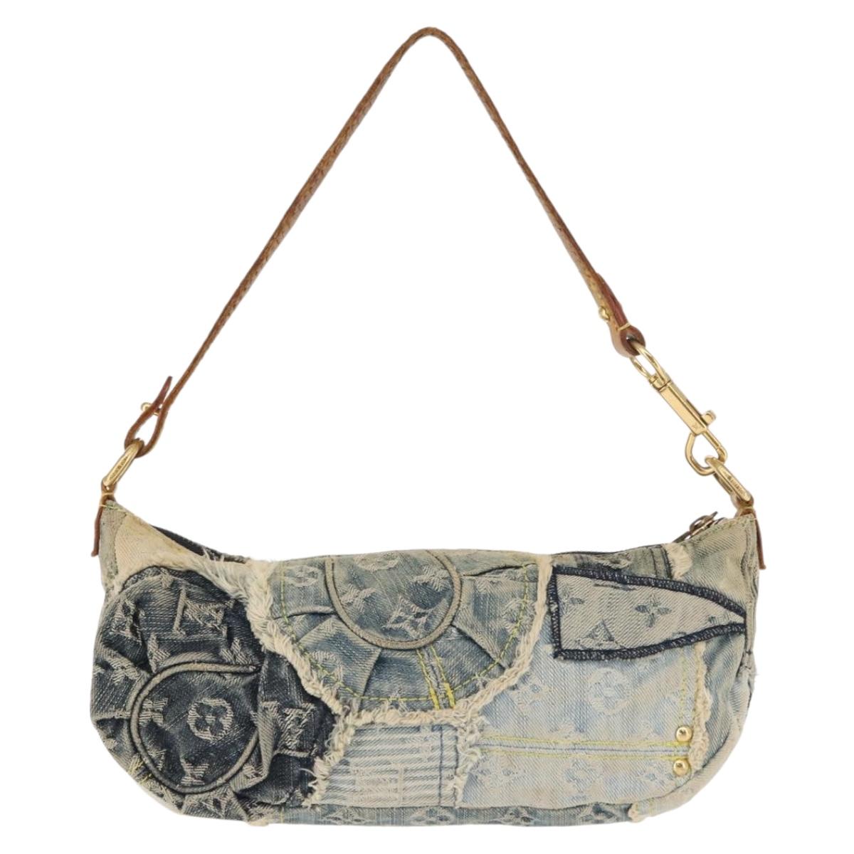 LOUIS VUITTON Monogram Denim Pouch Shoulder Bag Blue M95382 LV Auth 147361