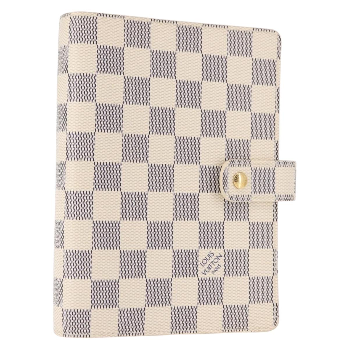 LOUIS VUITTON Damier Azur Agenda MM Day Planner Cover R20707 LV Auth 147370