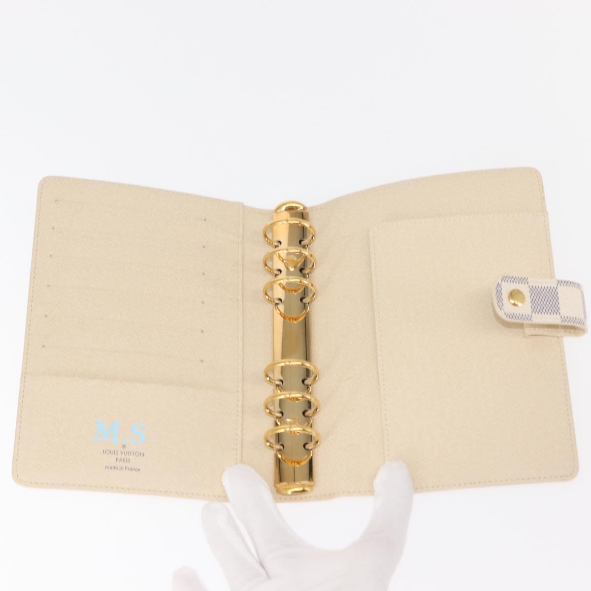 LOUIS VUITTON Damier Azur Agenda MM Day Planner Cover R20707 LV Auth 147370