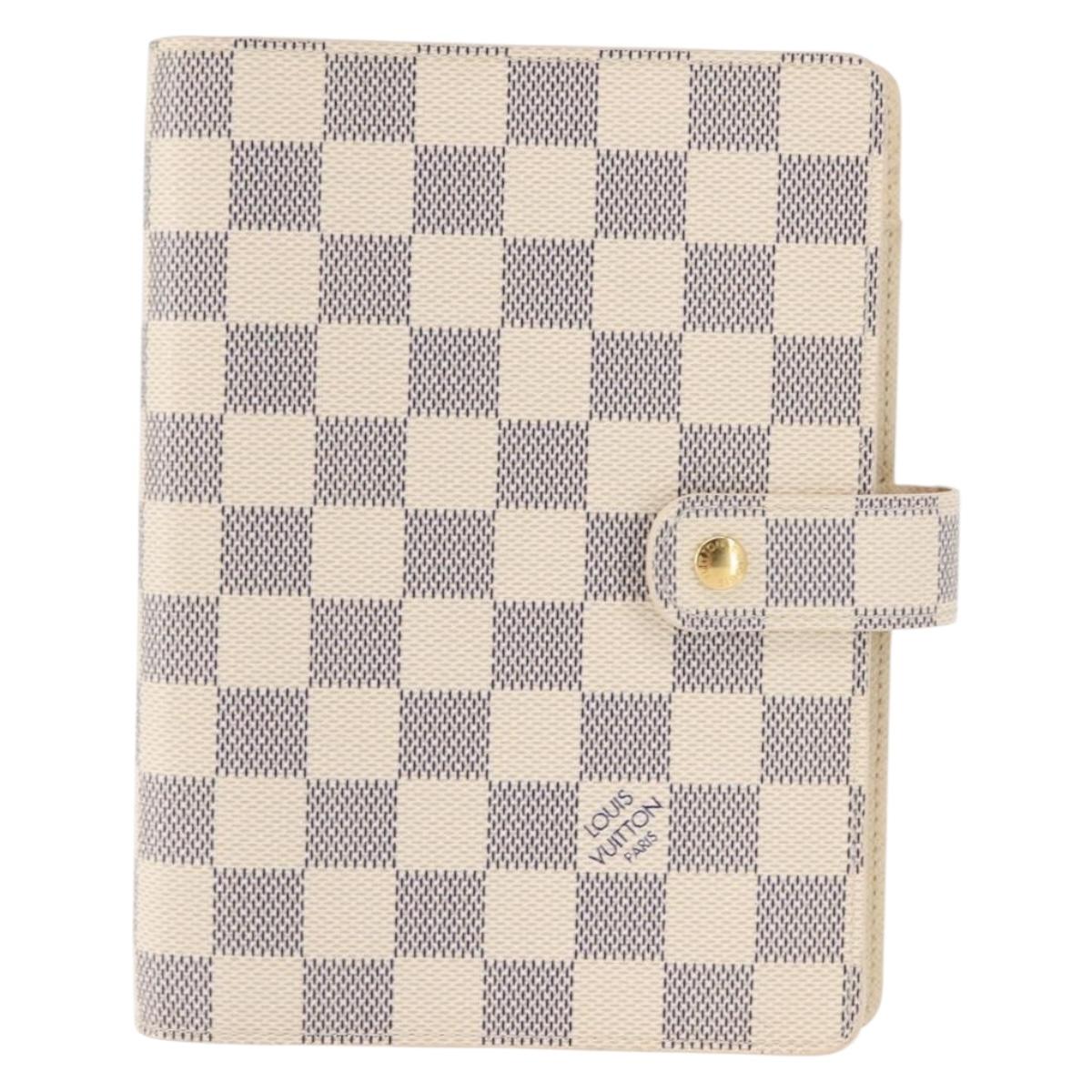 LOUIS VUITTON Damier Azur Agenda MM Day Planner Cover R20707 LV Auth 147370