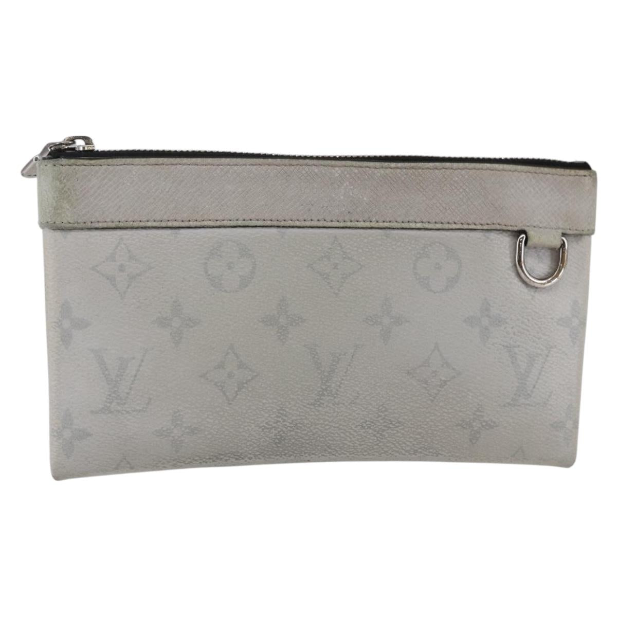 LOUIS VUITTON Monogram Taigarama Pochette Discovery PM Gray M30279 Auth 147372