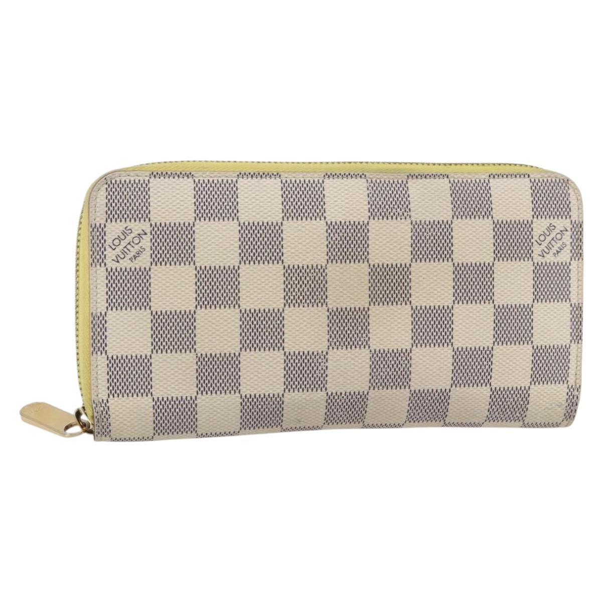 LOUIS VUITTON Damier Azur Zippy Wallet Long Wallet Yellow N60223 LV Auth 147375