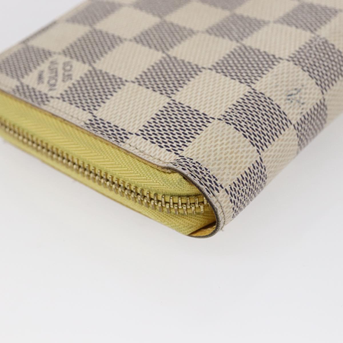 LOUIS VUITTON Damier Azur Zippy Wallet Long Wallet Yellow N60223 LV Auth 147375
